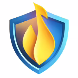 a blue fire symbol is displayed on a white background