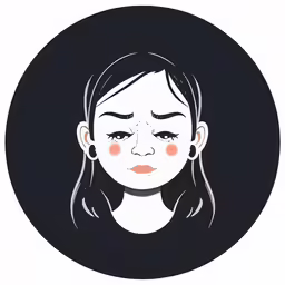a girl in a black circle with pink eyes and earring