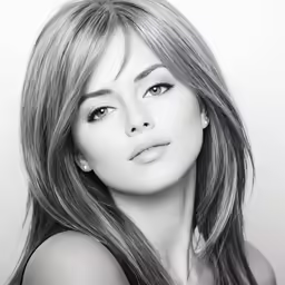 a woman posing for a photo with long hair