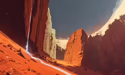 an image of some rock formations that appear to be red
