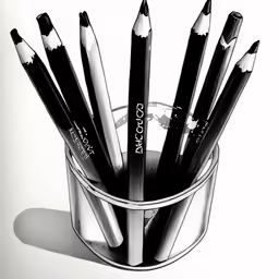 a drawing of several pencils in a cup