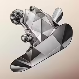 a skateboard with chrome wheels and a single stem on a pink background