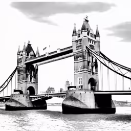 black and white photograph of a very large bridge