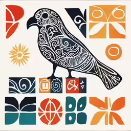 a bird on a white background with a pattern