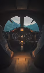 the inside of a private airplane showing the instrument gauges and steering wheel