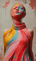 an image of a woman covered with paint