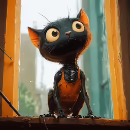 a close up of a small cartoon cat