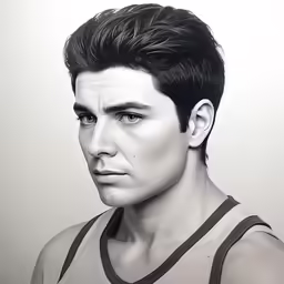 black and white image of a man with a serious look