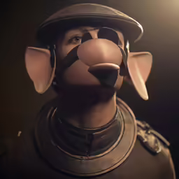 a character in a hat that looks like an elephant wearing a helmet