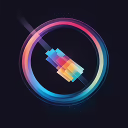 a colorful logo design on black background