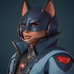 a woman in a cat suit and helmet