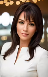 a woman wearing white posing for a photo