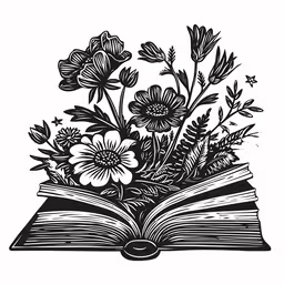 an open book with flowers on top of it,an open book with a bunch of flowers on top