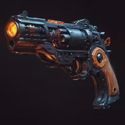 an unusual looking weapon with glowing orange light