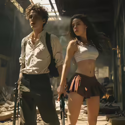 there is a man and a woman walking together