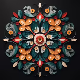 a circular artwork piece is on a black background