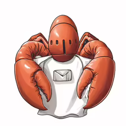 a cartoon lobster with his hands up on its face