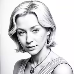 a portrait drawing of a woman with blond hair