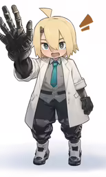 an anime character holding up his hand