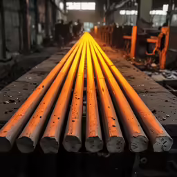 a group of yellow tubes are standing in a room