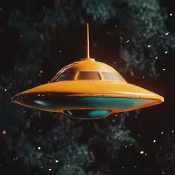 an alien type object in the air with a sky background