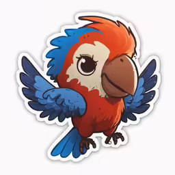 a blue and red bird with very large eyes