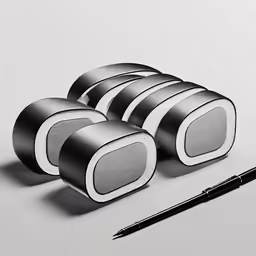 black and white photo of some speakers on a table