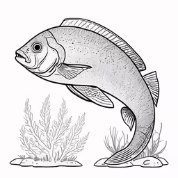 a fish swimming on the sea grass with fishweed