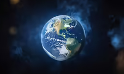 a blue marble globe with white dots on its surface