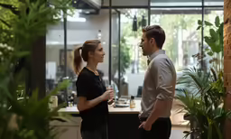 a man and woman standing next to each other