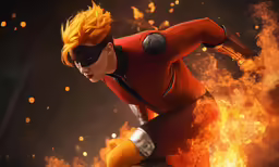a superhero character that is in a fire