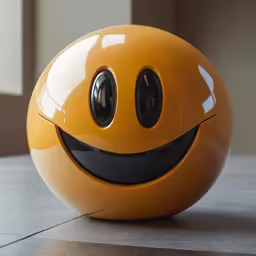 an orange alarm clock with its eyes open