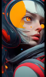 the woman is wearing an orange and black outfit