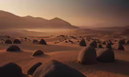 rocks and dirt in desert setting at sunrise