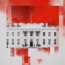 a large building painted in red and white