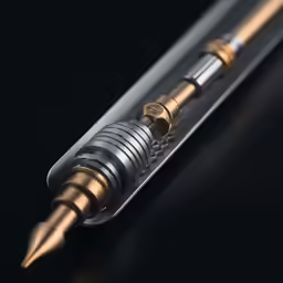 two fountain pens on the side of a metal case
