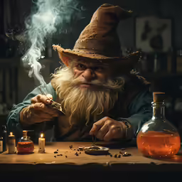 an image of a man in a hat holding a pipe