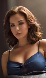 the woman is posing in her blue bikini
