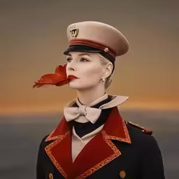 a woman wearing a hat and scarf while looking to the side