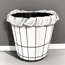 the large white basket has some black trim around it