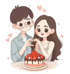 a boy and girl cutting into their cake with a knife