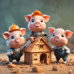a group of three small pigs standing near each other