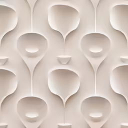 a wall with spoons on it is cut in to the shape of an abstract wall