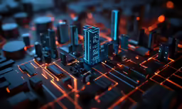 futuristic cityscape with orange lighting on it