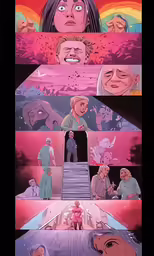 an animation strip of different scenes and characters