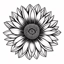 the flower is white and black on a white background,the flower in the middle has an elaborate circular pattern