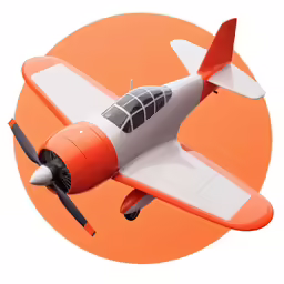an orange and white model airplane is on a bright orange background