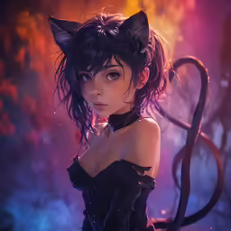 anime illustration featuring an image of a kitty girl