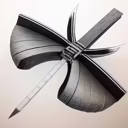 an abstract view of an umbrella shaped object with two long strips of metal attached