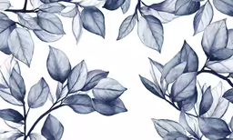 blue leaves on a white background